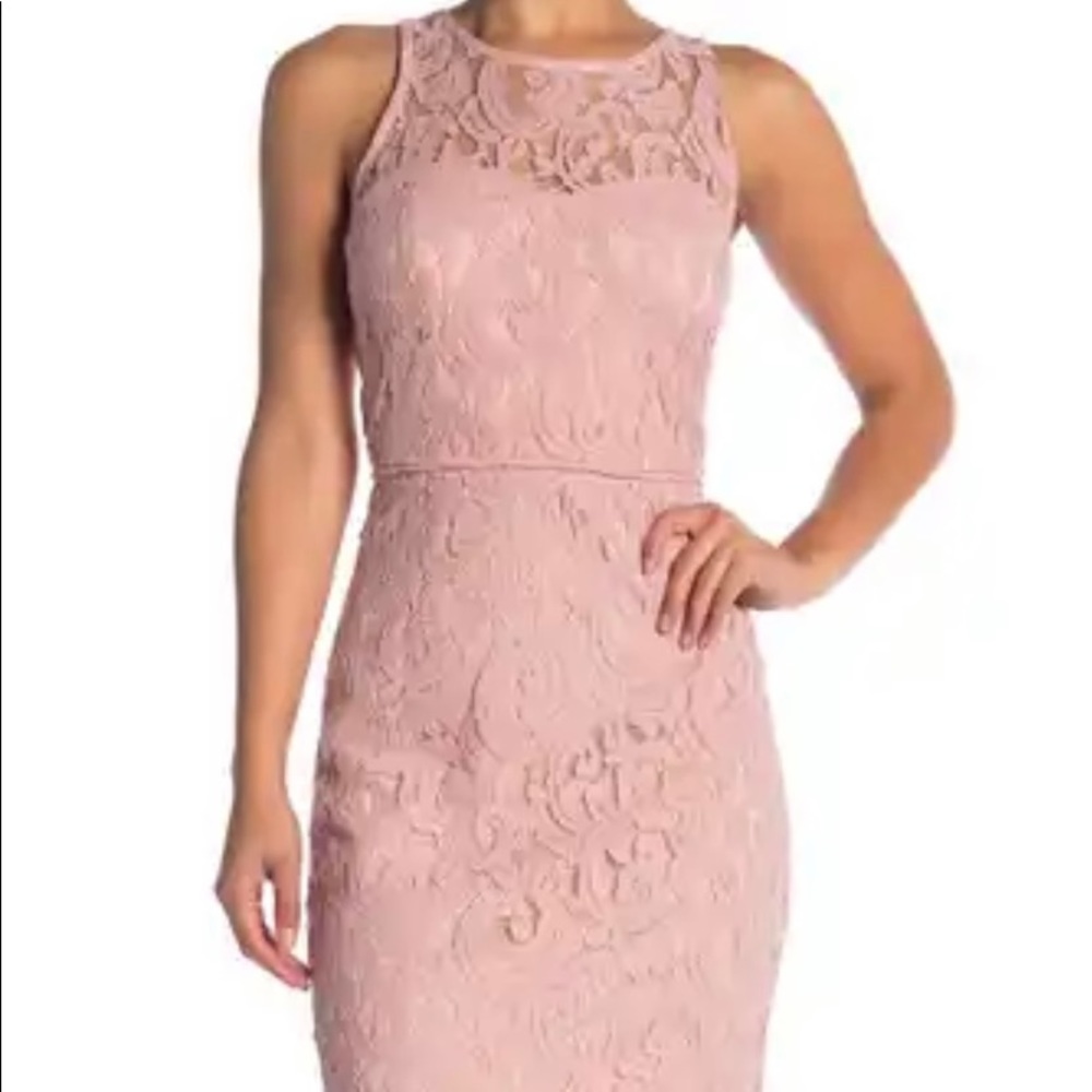 Marina Blush Pink Lace Dress